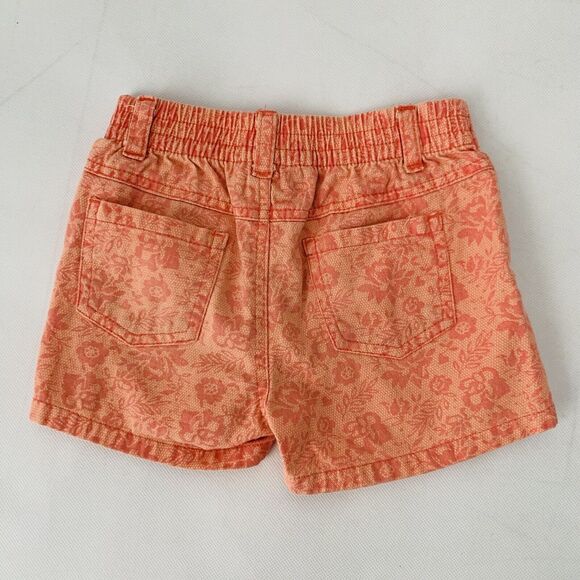 COOGI Shorts Baby Girl 24M Orange Floral Embroidered Logo Stretch Waist Pockets - Picture 2 of 7